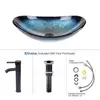 Modern Glass Vessel Sink Basin Set with ORB Faucet Countertop Combo Kit and Pop-up Drain Unique Transparent Design Durable 5