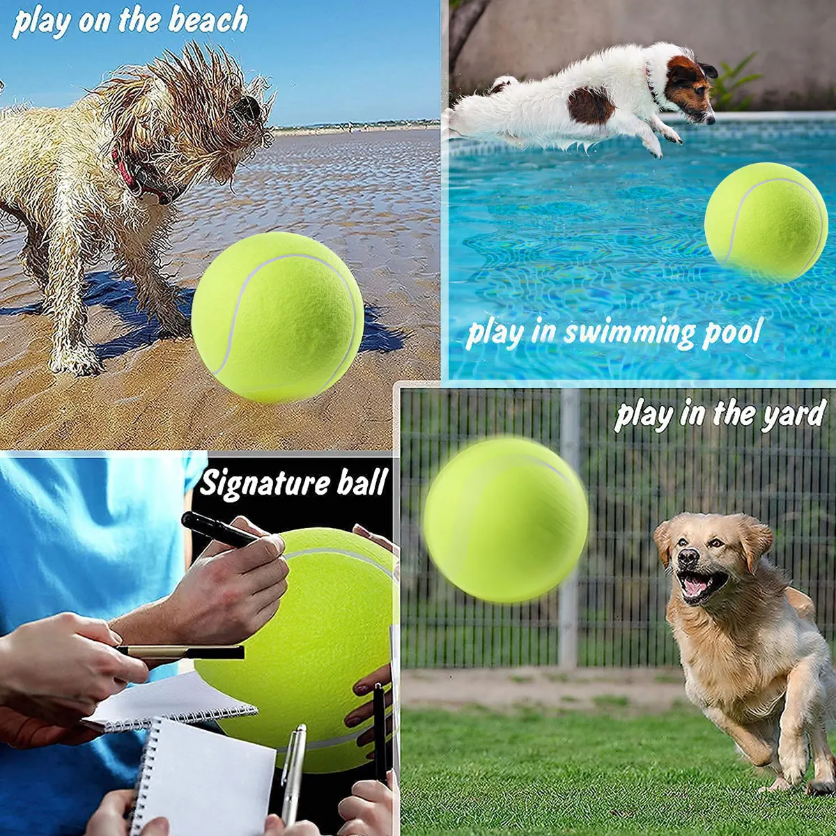 24cm Dog Tennis Ball Rubber Ball for Dog Chewing Toy Interactive Tennis Ball Funny Large Pet Training Ball Toy Dog Tennis Ball