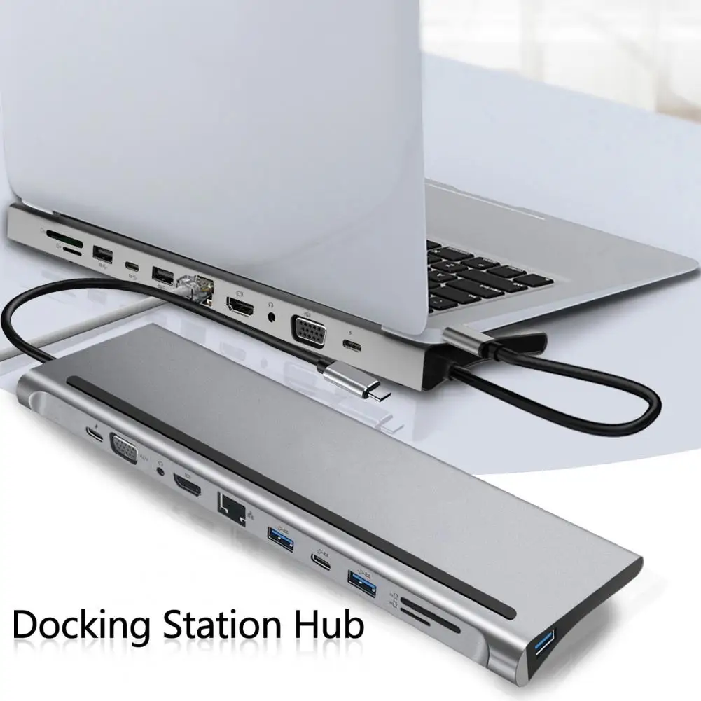 

Expansion Dock Convenient 11 in 1 HD-compatible Type-C to HDMI-compatible RJ45 VGA PD Splitter Cable Hub for Office
