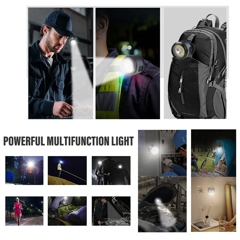 4 Mini Lampade Frontali LED Ricaricabili USB - Luci Notturne Per Corsa, Jogging, Campeggio E Sicurezza, 3 Modalità Di Illuminazione