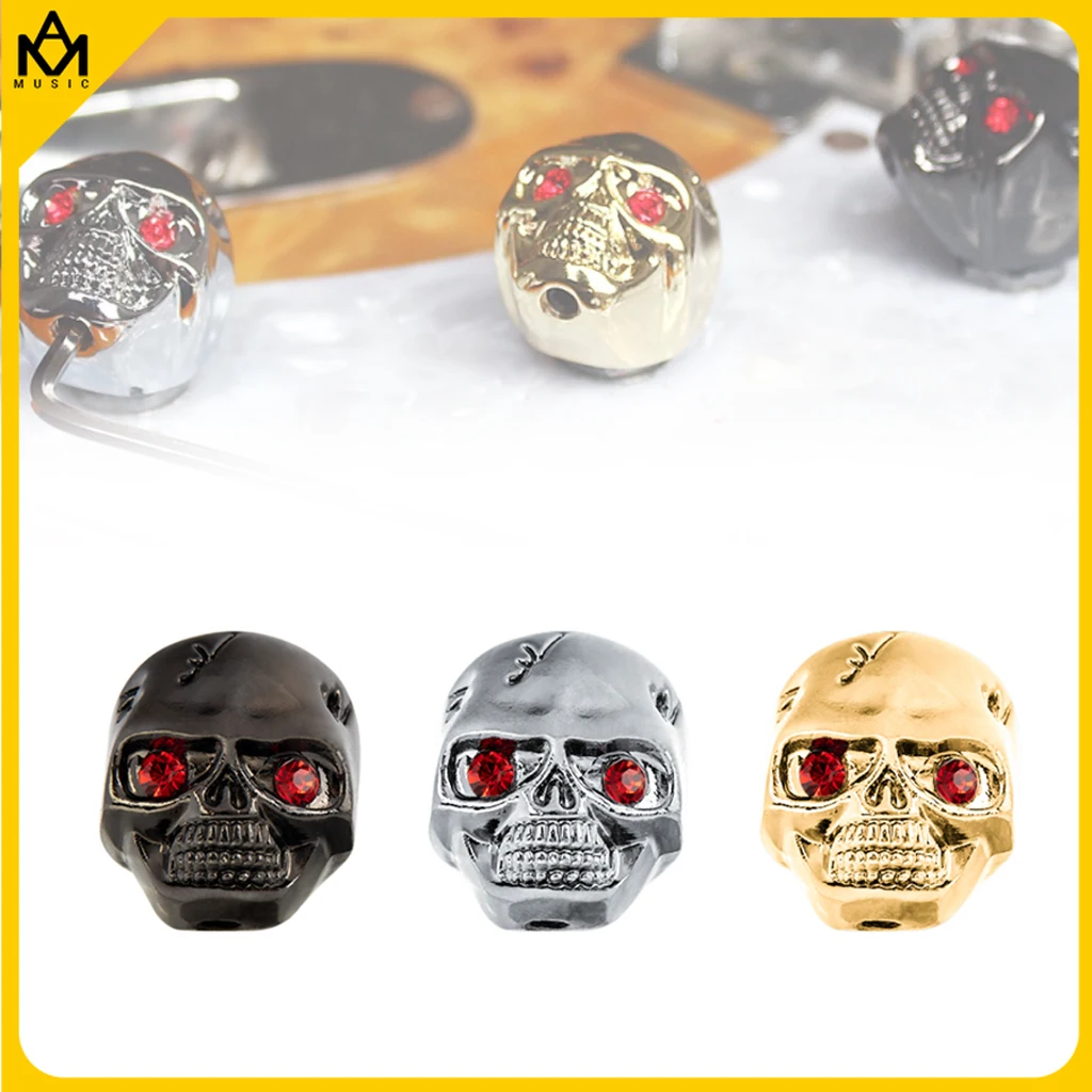 

1PC Tone Volume Control Knobs Buttons Shining Metal Skull Head Control Knobs for Electric Guitar Pots Black/Chrome/Gold