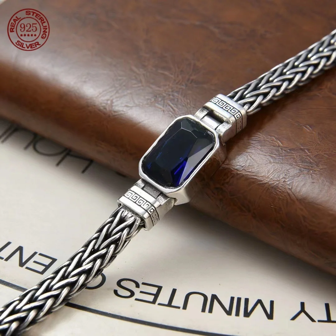 Silver Vintage Blue Crystal Gem Bracelet