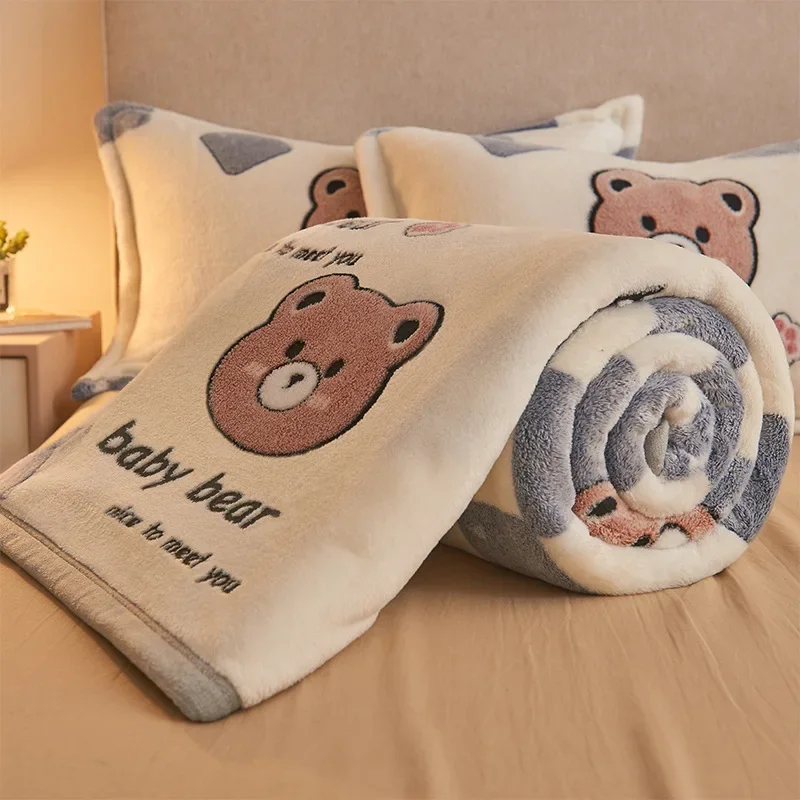 

Постельное белье с мультяшным медведем, утолщенное зимнее теплое одеяло, версии, постельное покрывало для двуспальной кровати, покрывало 1,8/2 м