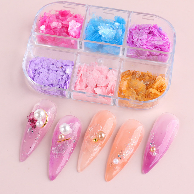 Abalone Shell Slices Nail Art Decorations 3D Broken Sea Shell Stone Flakes Aurora Charms Nails Accessories Manicure TRBY