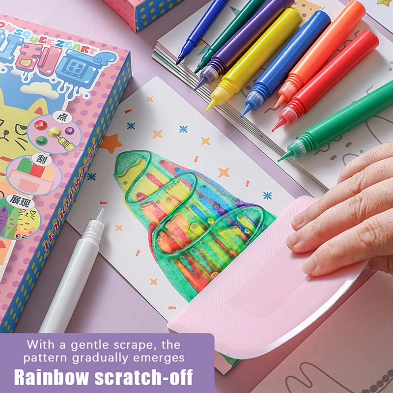 20pcs/set DIY Rainbow Scratch Art Painting Kit For Kids Funny DIY Postcards Novelty Gift For Toddler Party Activities