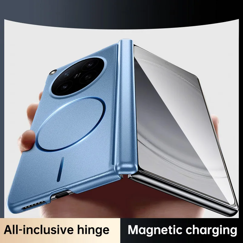 Magnetic Wireless Charging Matte Metal Protective Case with Hinge Guard