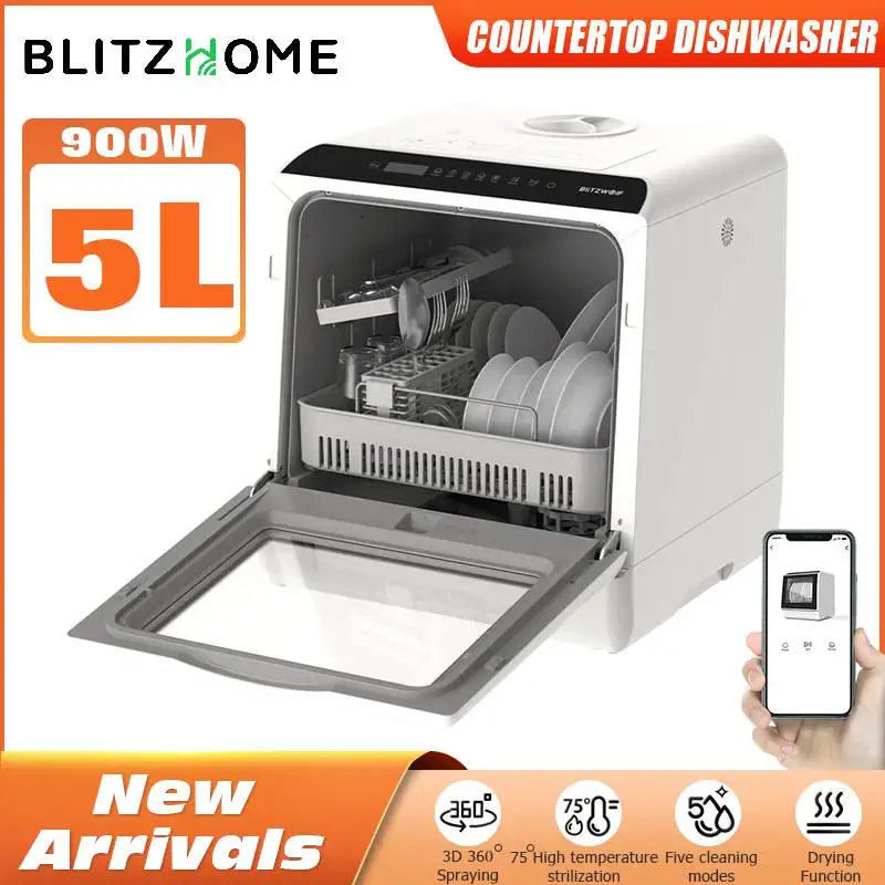 Blitzhome Smart Portable Countertop Dishwasher with APP Control Intelligent  Countertop Table Dish Washer Machine For Kitchen