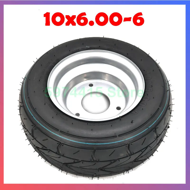 Good Quality 10 Inch Widened Tires 10x6.00-6 For Motorcycle Vacuum Road Tyres Tubeless Tires Wheel 3 Hole Hub