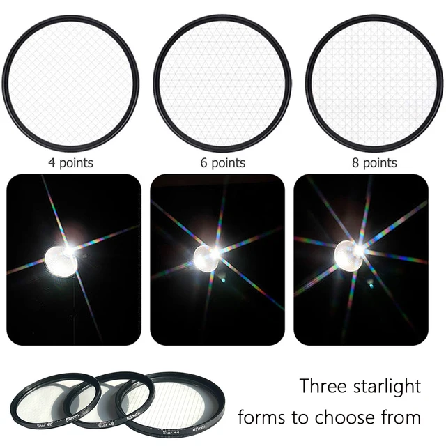 MYOBO Mobile Phone Star filters 4/6/8 Points - 52 67 mm Clip-on Photography Starburst Filter for Smartphones Star Filters 3 MYOBO Mobile Phone Star filters 4/6/8 Points - 52 67 mm Clip-on Photography Starburst Filter for Smartphones Star Filters 3