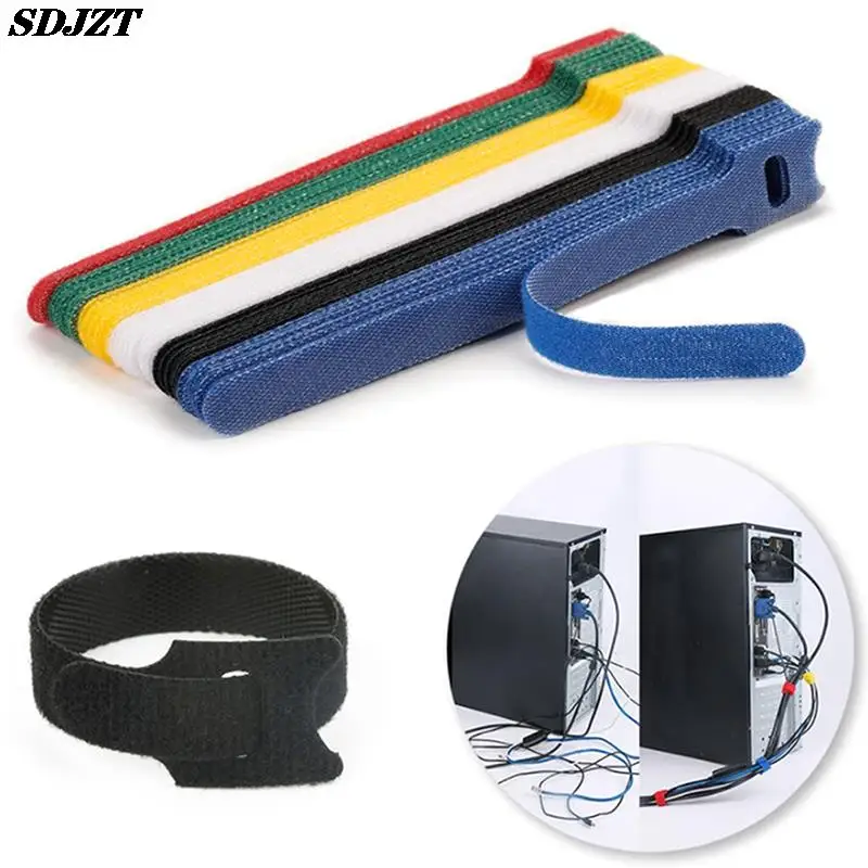 

30pcs/Set Nylon Cable Cord Tie Strap Hook And Loop Sticky Backed Tape Winder Wire Tidy Organizer Cord Protector