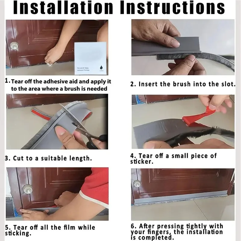 Door Seal Strip 1pc Door Stoppers Sweeps Sealing Strips For Exterior Interior Doors Upgraded Brush Sealing Strips