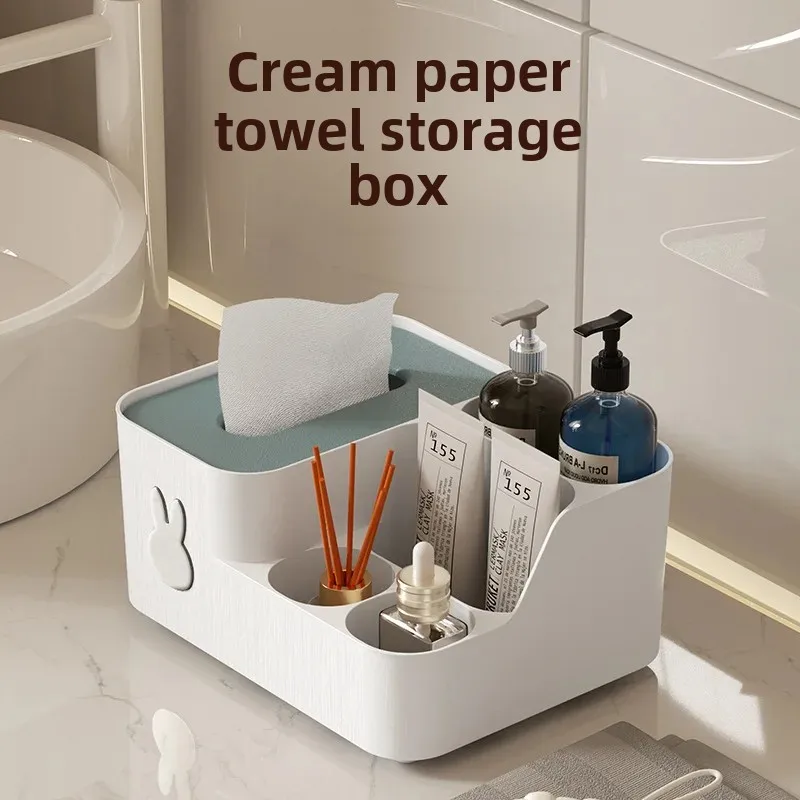 Luxury Home Use Cute Rabbit Tissue Box Remote Control Storage Box Pen Holder Living Room Tissue Box Stand Plastic Material 2