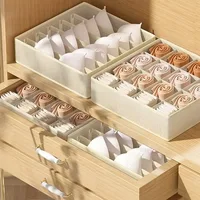 1-2Pcs Non-woven Fabric Underwear Storage Box Socks Clothes Storage Organizer Drawer Type Three-piece Set for Home Organization 1