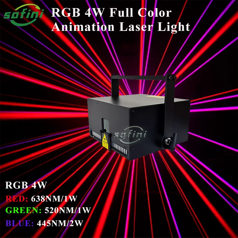 RGB Laser Light 4w Full Color Laser RGB Animation Laser Stage Light 4watt  ILDA DMX RGB 4W lazer event disco dj