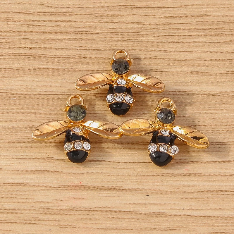 Tusember 10 Stück Niedliche Emaille-Honigbienen Mini-Bienen-Anhänger für Schmuckherstellung Ohrringe Halsketten DIY Armbänder – Detail 25