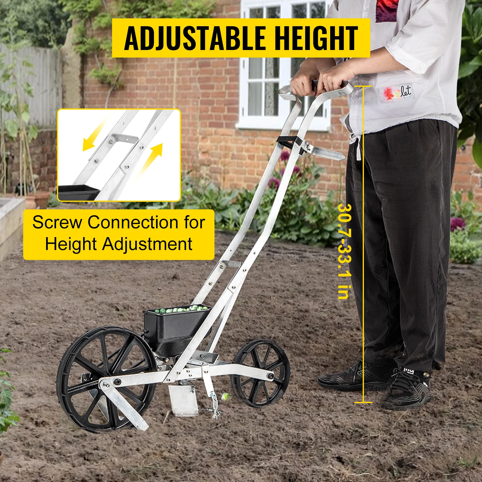 VEVOR Multi-function Hand-push Seeder W/ 6 Seed Plates Precision Lawn Spreader Cotton Vegetable Wheat Corn Peanut Seeder Planter