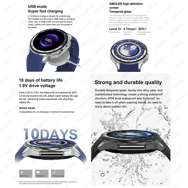 2025 New For OPPO Watch X Smart Watch 1.43 AMOLED 3D Surround Vision Player 4GB Large memory IP68 Smartwatch Men TWS Earphones 5