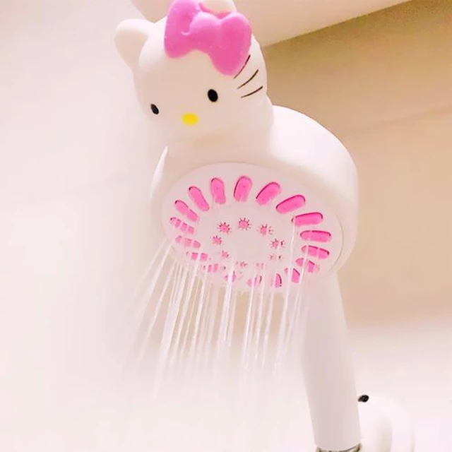 Hello Cica Zuhany Fej Rajzfilm Magas Preassure Fúvóka Otthoni Nők Kawaii Kézzel Tartott Csere Fürdőszobai Kiegészítők - Image 4