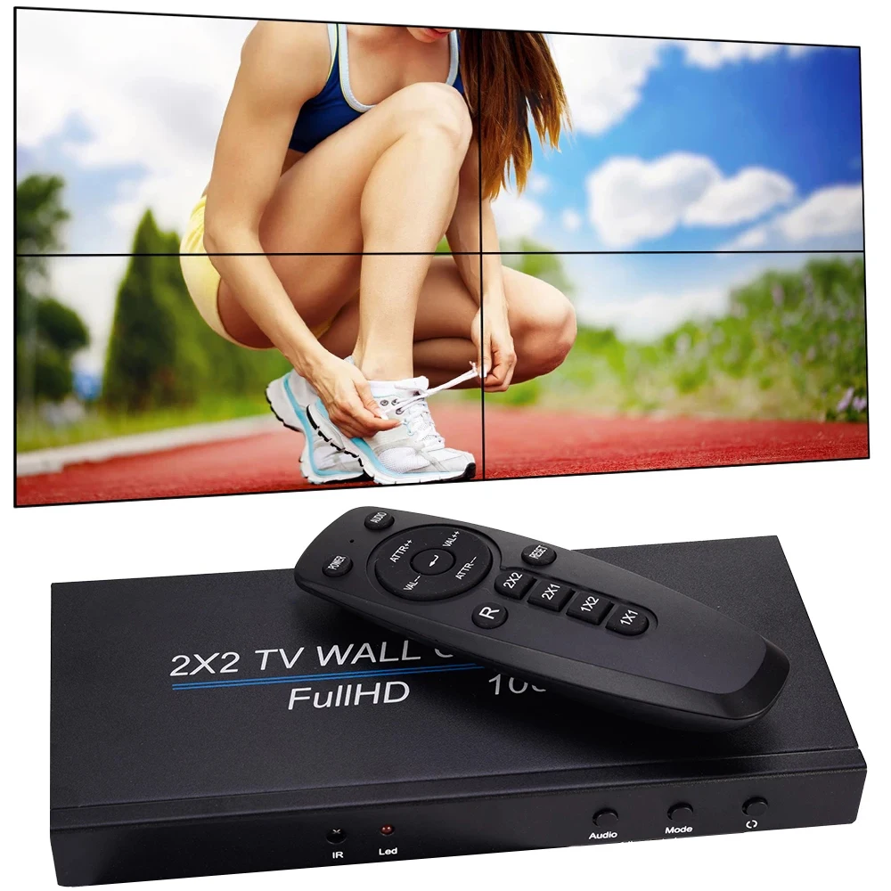 

2x2 HDMI Video Wall Controller TV Splicing Box 1080P 1X2 1X4 1X3 2X1 3x1 4X1 Multi-screen Processor 4 Port Video Splicer 180°