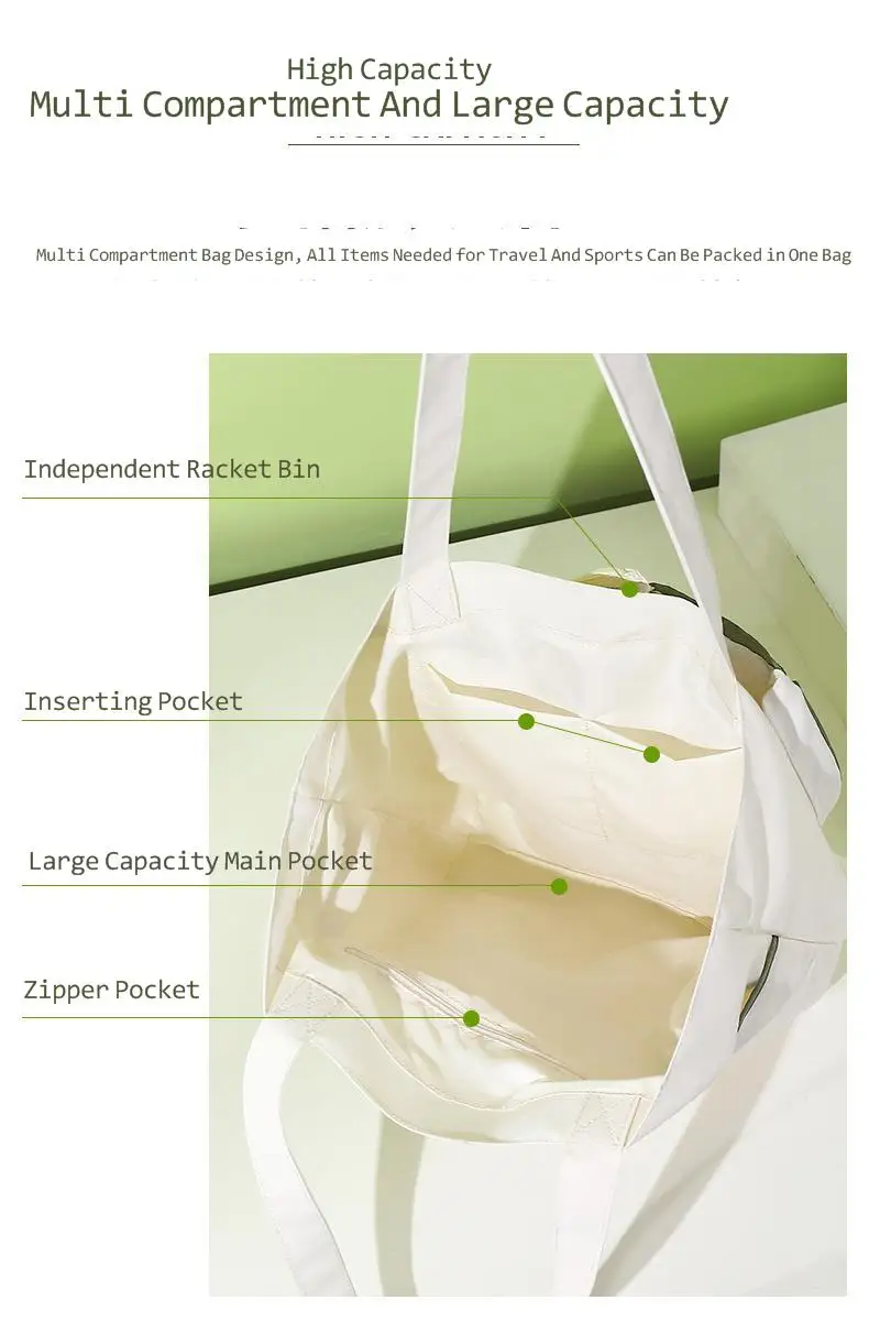 White Tennis Bag Female Single Shoulder Bag Portable Tennis Racquet Bag Tenis Large Capacity Canvas Tennis Racket Bag Waterproof 4