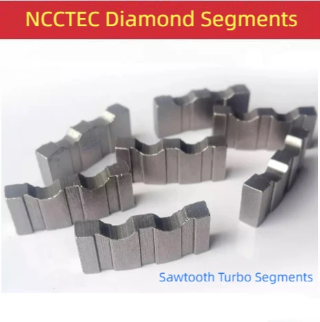 

[Sawtooth Turbo Segments] Diamond core drill bits segments with grooves teeth tooth tips heads for drilling reinforced concrete