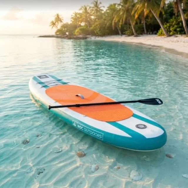 Inflatable Stand Up Paddle Board for outdoor water sports PVC material blue wide stable design with non-slip comfort deck and p