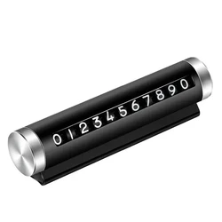 Revolving Aluminum Temporary Parking Number Plate with Car-Styling Stickers - 1PC (Black)