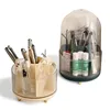 Rotating Makeup Organizer Large Capacity Cosmetics Makeup Brush Holder With Lid Multi-Functional Pen Holder Lipstick Storage Box 1