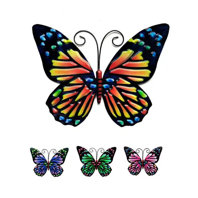 Kert 3D -S Fém Pillangó Dekoráció Inspiráló Szobor Fal Kültéri Dekorációhoz Állati Miniatűr Szobrok Műalkotások