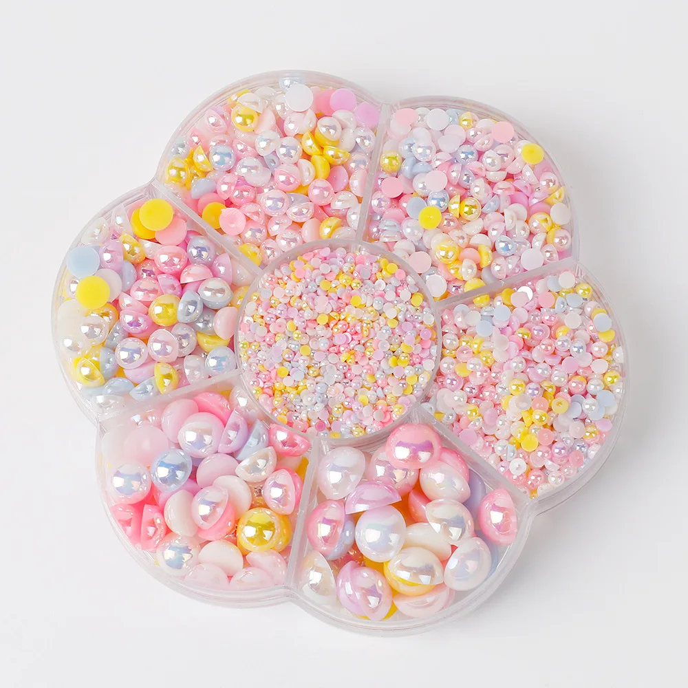Mix Size Half Round Pearl Box Set AB Color Imitation Beads For Jewelry Bracelet Necklace Making DIY Sewing 2800pcs
