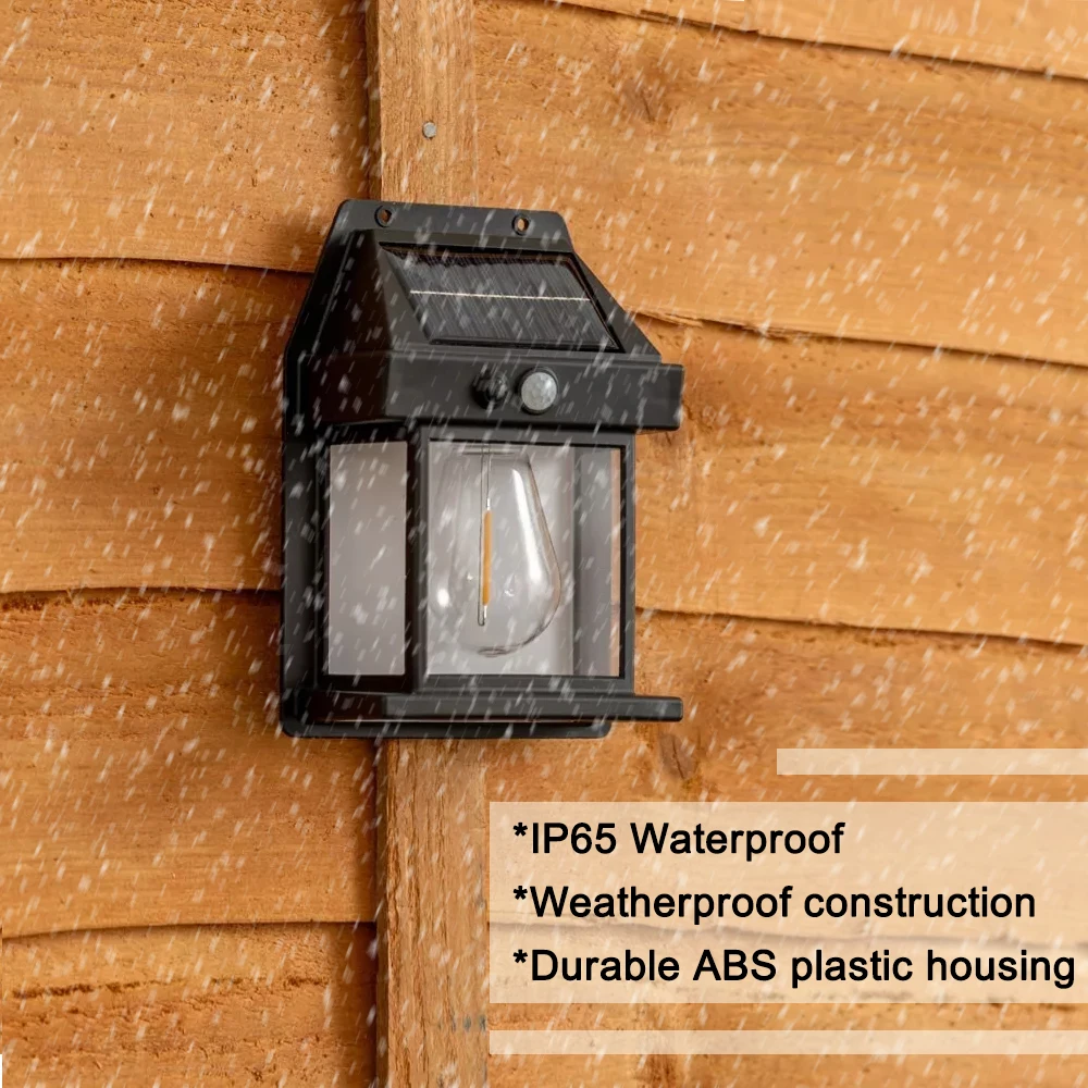 Solar Wall Street Lamp Waterproof Warm Light With Sensor Solar Powered Led Outdo