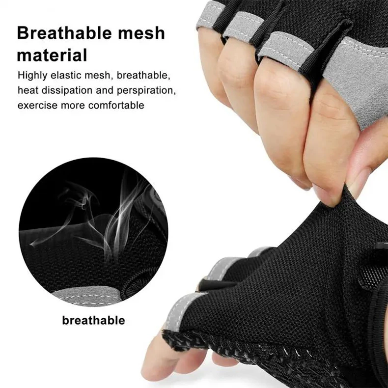 Atmungsaktive rutsch feste Halbfinger-Fahrrad handschuhe für Männer und Frauen, Fitness handschuh, Fitness, Sport, Training – Detail 12