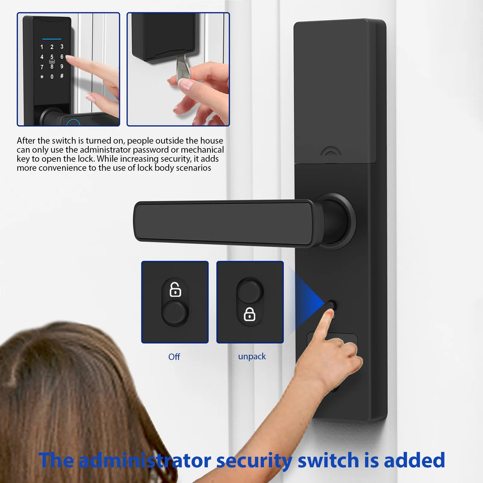 WiFi Smart Lock Keyless Entry Door Lock TY APP/Fingerprint/Password/Card/Mechanical Key 5 Unlocking Methods Touchscreen for home