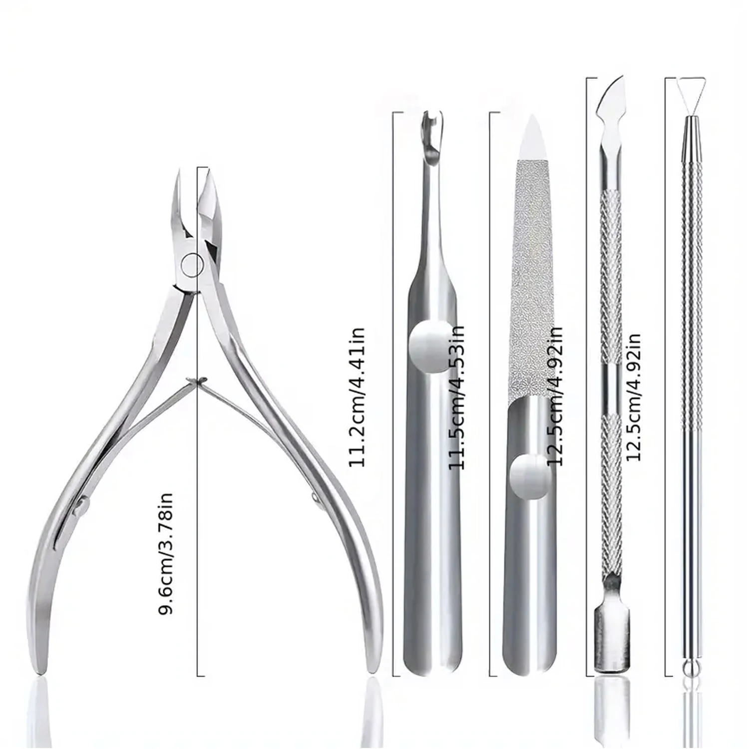 Description Picture 2 of itemNail Cuticle Scissors Set Stainless Steel Manicure Pedicure Tools Dead Skin Pusher Clippers Trimmer Nail Files UV Polish Remover