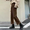 MEXZT Corduroy Wide Leg Pants Women Vintage High Waist Pockets Baggy Trousers Streetwear Korean All Match Black Straight Pants