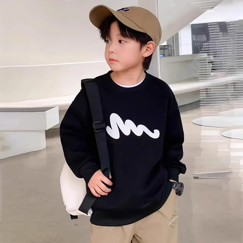 Boys' Autumn Casual Crew Neck Sweater Spring and Autumn Clothes New Trendy Brand Boys Sports Top Дедски Капшонка