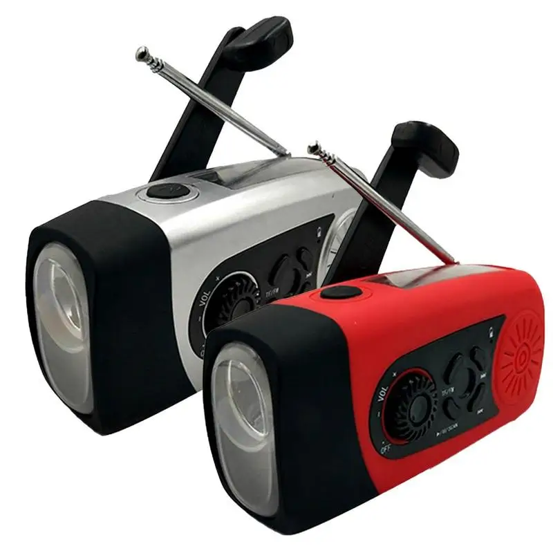 

Solar Flashlight Radio High Lumens Hand Crank Flashlight Self-Powered Weather Radio With Power Bank Cell Phone Charger For Kids
