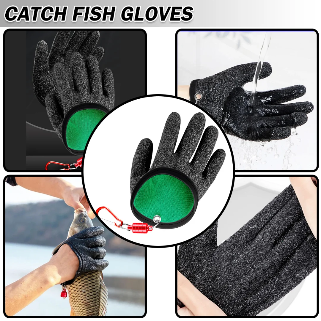Black/Gray Fishing Catching Glove Durable Winter Gloves Full