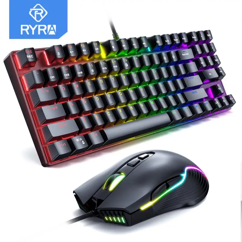 

RYRA Blue Axis Game Keyboard Gaming Mechanical Keyboard And Mouse Kit RGB Backlit Wired E-sports Computer Keyboard For Pc Laptop