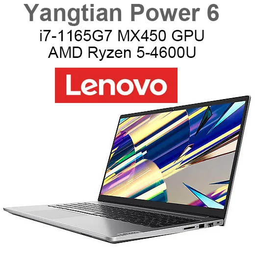 Lenovo Laptop Power 6 With i7-1165G7 MX450 GPU AMD R5-4600U 7nm 16GB 512GB Metal Body 15.6 Inch FHD Matte Screen Keyboard