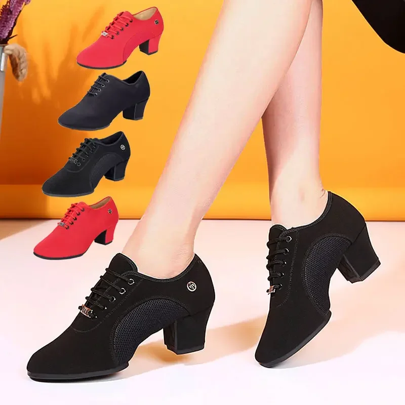 Women Latin Dance Shoes Jazz Ballroom Salsa Dancing Shoes Woman High Heels Children Training Modern Tango Dance Sneakers Female