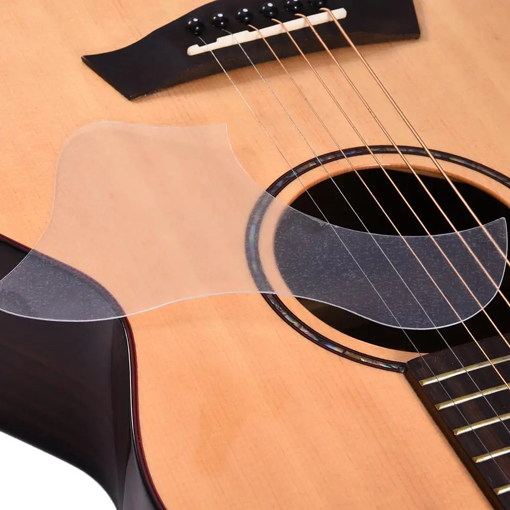 Description Picture 4 of itemnew Transparent Acoustic Guitar Pickguard Droplets Shell Self-adhesive Pick Guard PVC Protects Your Classical Guitar Surface