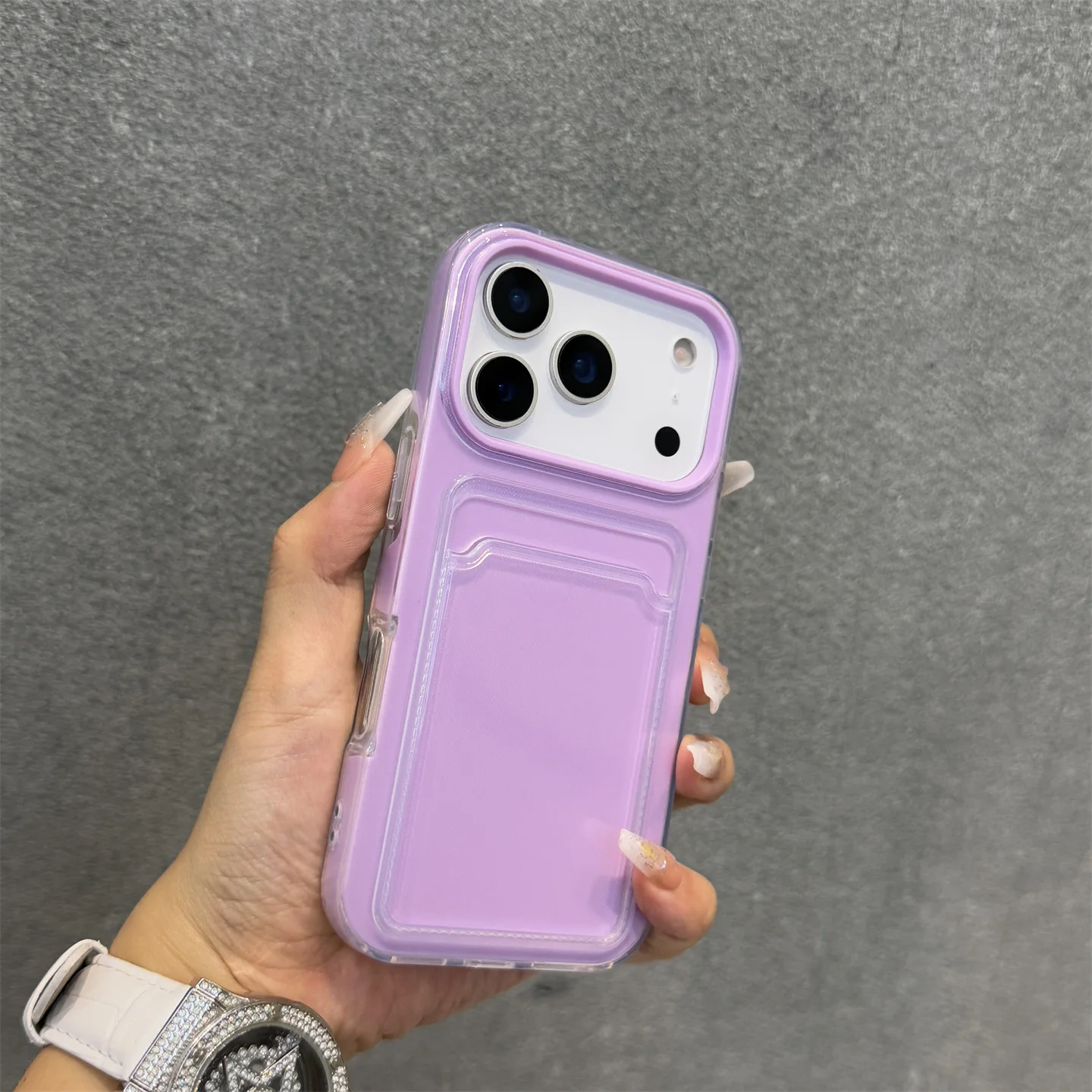 Candy Color Shockproof Phone Case with Card Slot and Photo Clip