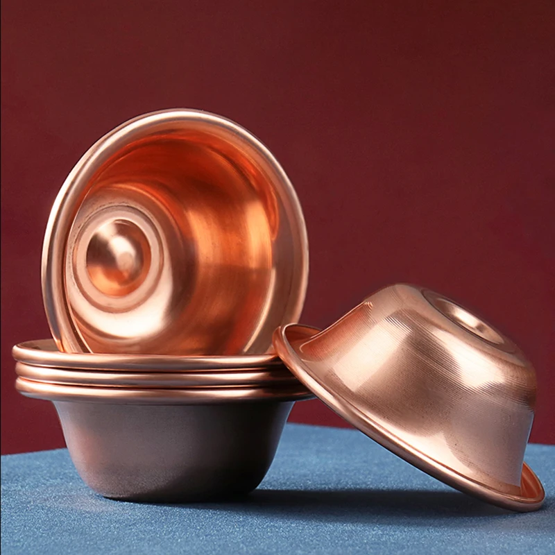 7*3cm Pure Copper Water Supply Bowl Handmade Holy Water Bowl For Buddha Buddhist Supplies Fine Polished Supply 1pc