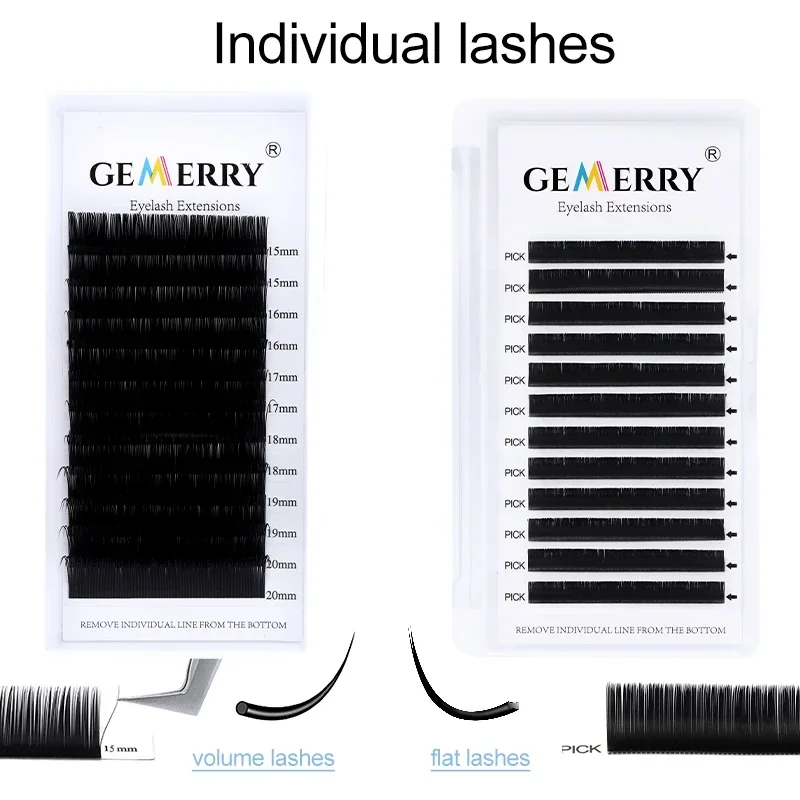 Gemerry Individual Eyelashes For Extension Cat Eyelash Classic Round Lash Faux Mink Handmade Ellipes Flat Lashes Makeup Supplies eyelash extensions fake eyelashes eyelash extension eyelash extension lashes false eyelashes eyelash makeup tools