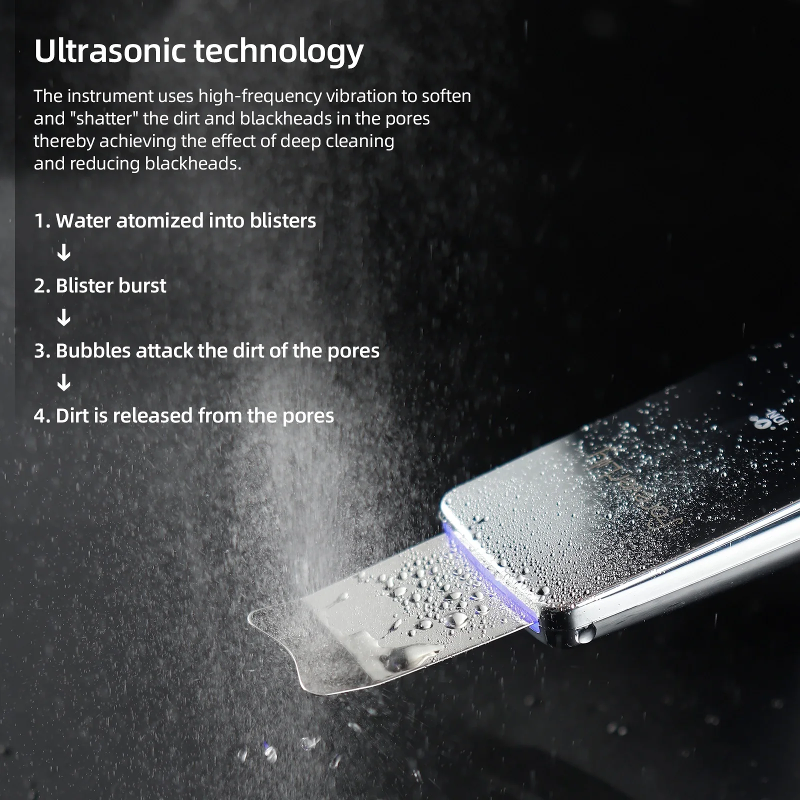 6 in 1 Ultrasonic Skin Scrubber EMS Facial Cleaner Shovel LED Face Peeling Black Head Remover Facial Massager