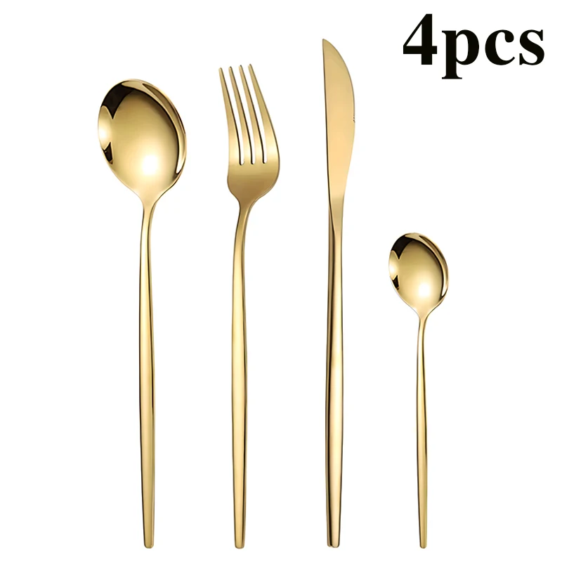 Das 4/16/24/48-teilige portugiesische Geschirrset enthält Messer, Gabel, Löffel und Teelöffel, die für die Küche geeignet ist.