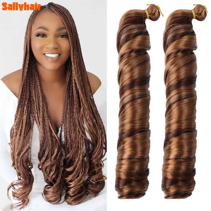 

Synthetic French Curls Braiding Hair 24inch Loose Wave Crochet Braids Hair Ombre Spiral Curls 150g Pre Stretched Extensions Bulk