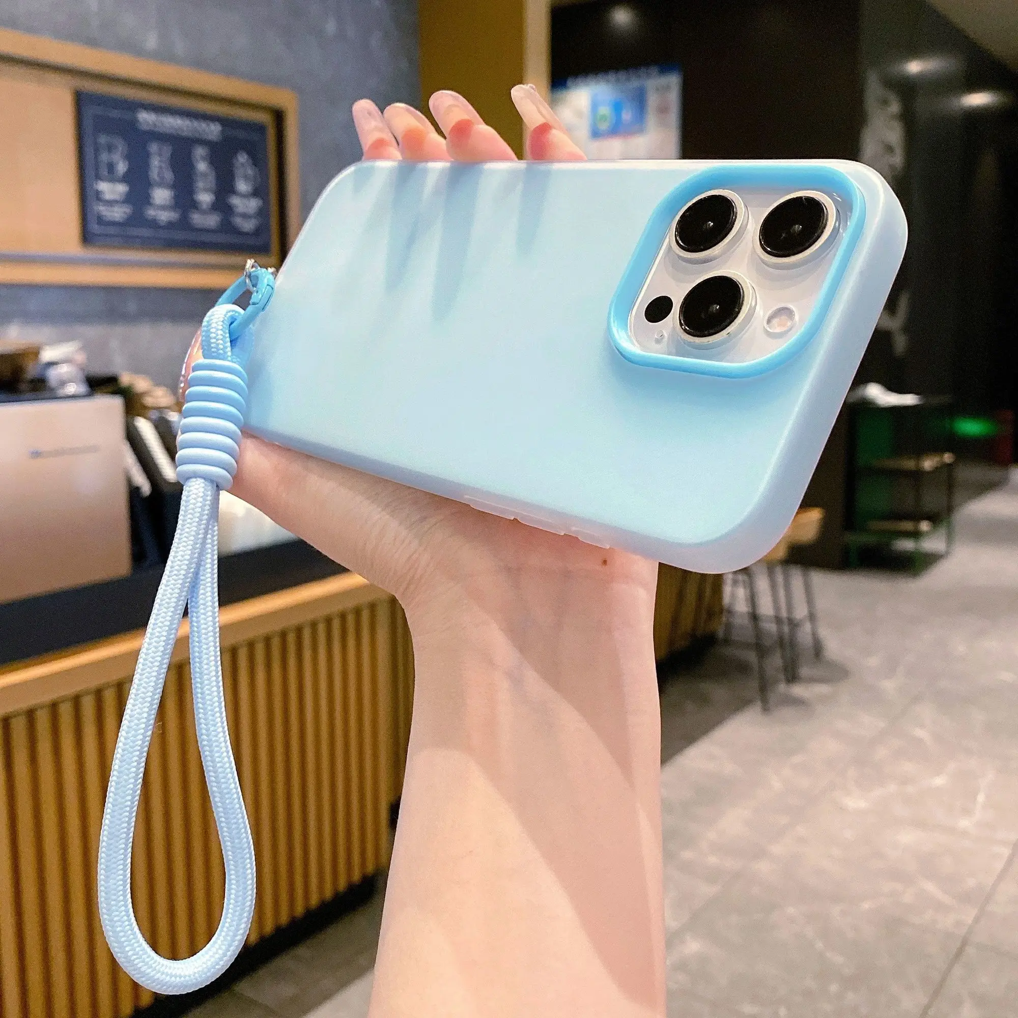 Candy Color Soft Matte Phone Case with Lanyard