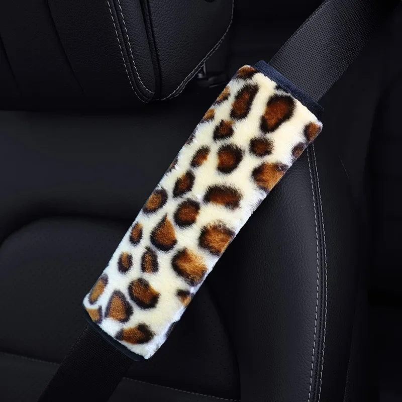 Copri Cintura Di Sicurezza Auto Con Stampa Leopardata | Imbottitura Morbida In Neoprene, Universale Regolabile, 30x19,8 Cm - 3